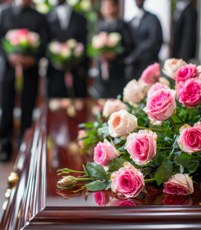 Préparation de cérémonie – Audrey Fabrice Préparation de la cérémonie funéraire avec mise en place des fleurs par les Pompes funèbres Audrey & Fabrice
